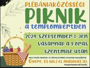 Plébániai piknik szeptember 1-én
